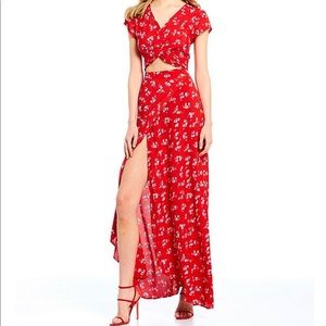 All wrapped up faux floral maxi dress